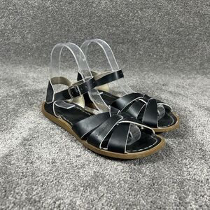 Salt Water Sandals The Original Women's Sz 6 Black Leather Strappy Flat Sandals